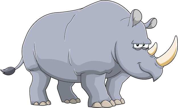 Rhinoceros Animal Cartoon Character Vector Handgetekende illustratie