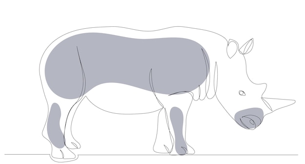 Рисунок носорога одним сплошным изолированным вектором линии