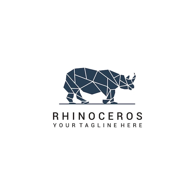 Rhinoceros geometric polygonal logo vector icon design template