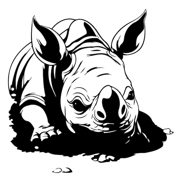 Rhinoceros in the mud vector illustration of a rhinoceros