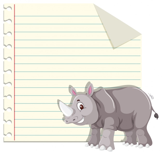 A rhinoceros on note template