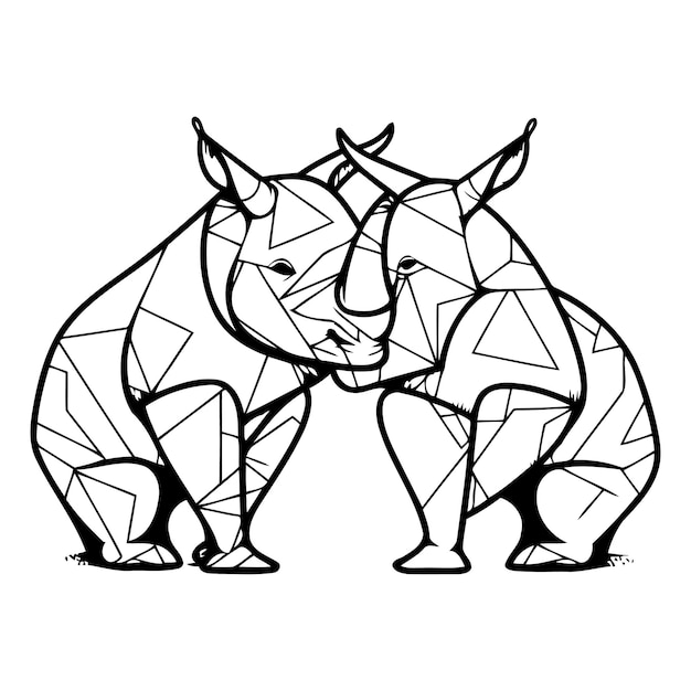 Vector rhinoceros and rhinoceros polygonal vector illustration