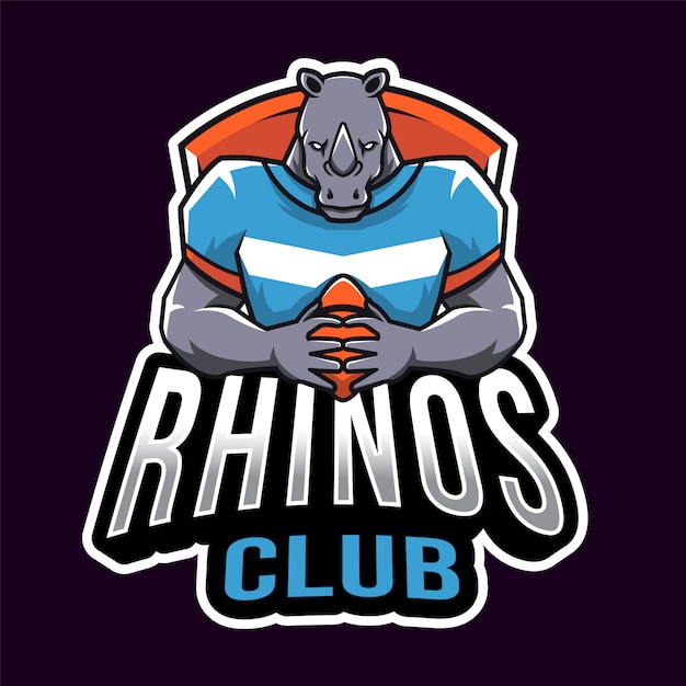 Modello di logo di sport di rhinos club