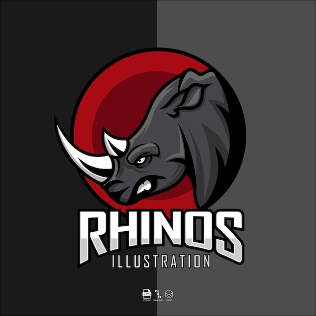 RHINOS ILLUSTRATION WITH A GRAY BACKGROUND