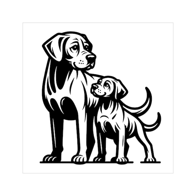 Rhodesian Ridgeback Dog Family Clipart illustratie Vector