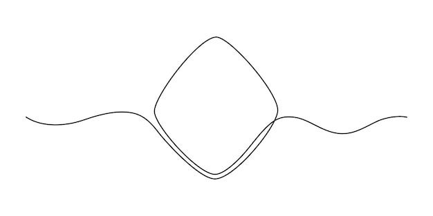Рамка ромба непрерывный рисунок одной линии Граница от руки одной линии рисованной стиль для понятия мнения цитаты Декоративная форма ромба Векторная иллюстрация