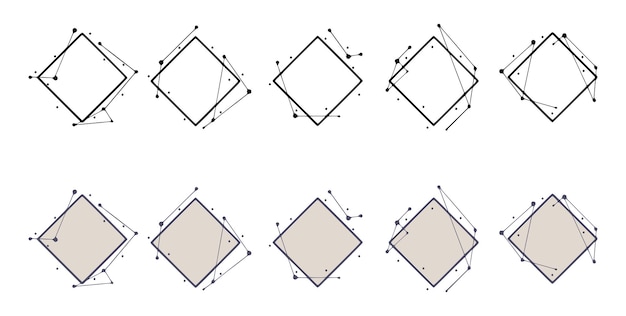 손으로 그린 스타일의 마름모 프레임 제목 또는 모양의 비문 세트에 대한 추상 템플릿