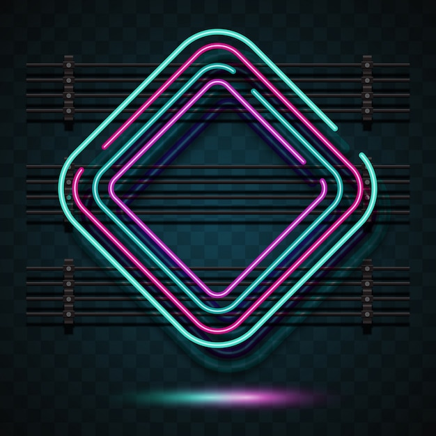 Vector rhombus with neon light design