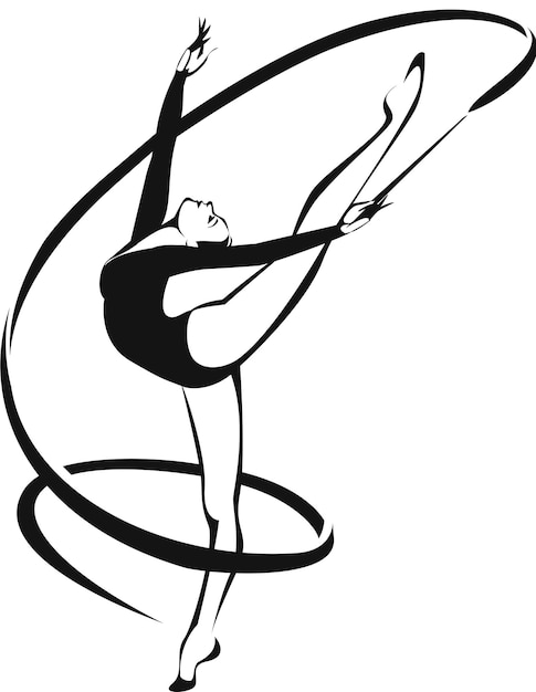 gymnaste avec ruban. rythmique gymnastique. vecteur dessin. 24542549 Art  vectoriel chez Vecteezy