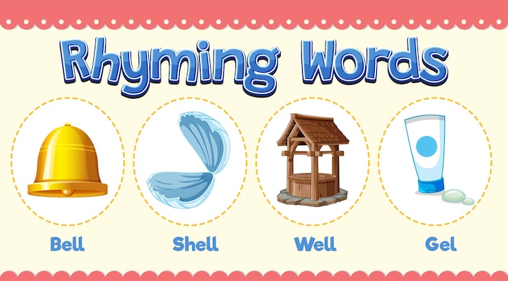 Vector rhyming words illustration