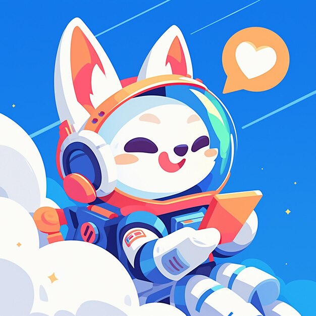 Vector a rhythmic dog astronaut cartoon style