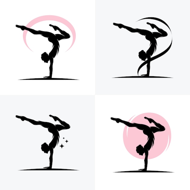 Vector rhythmic gymnastic sportsmen, sports icons, sports logos