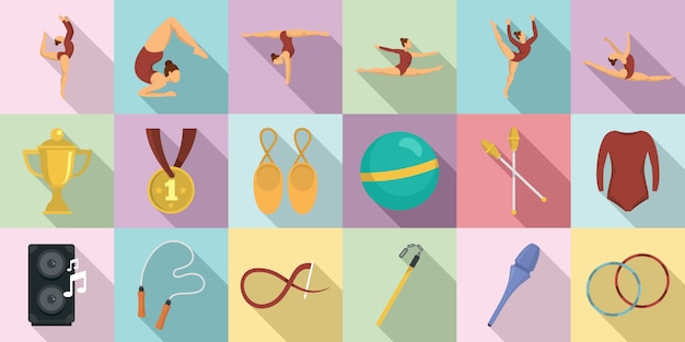 Rhythmic gymnastics icons set