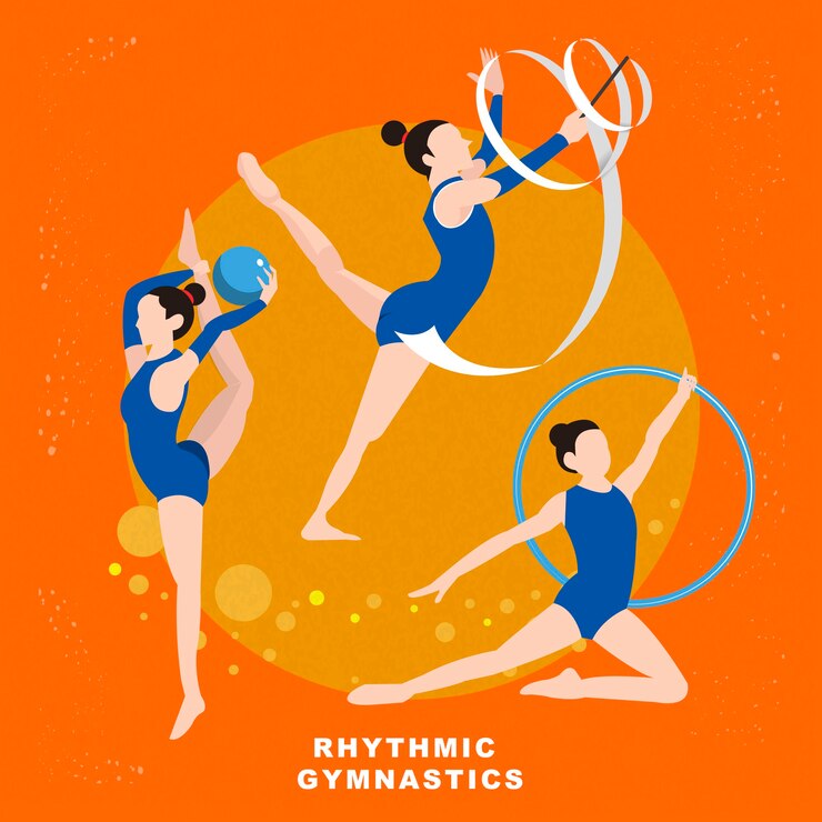 Vector rhythmic gymnastics summer game event in flat style