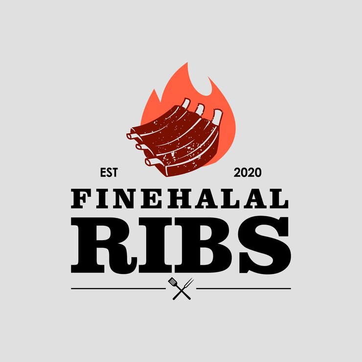 Vector rib logo bbq vlees grunge label of geroosterde cook