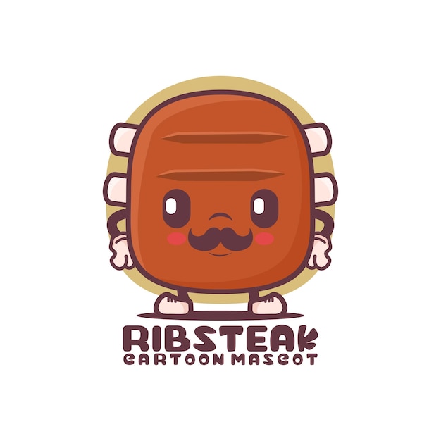 Rib steak cartoon mascot food vector illustration