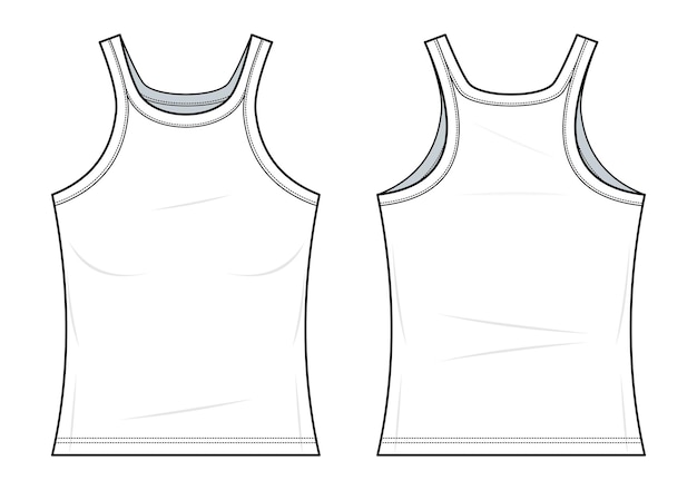 Ribbed Racerback Tank Top technical fashion illustration Ribbed Racerback Tank Top vector template