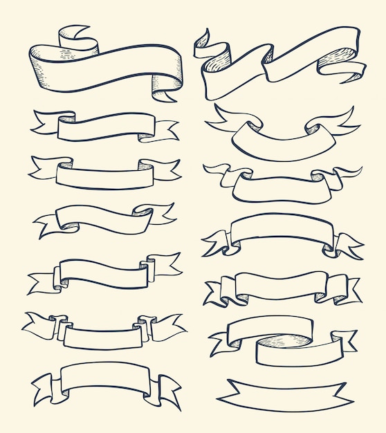 Insieme disegnato dell'insegna del nastro