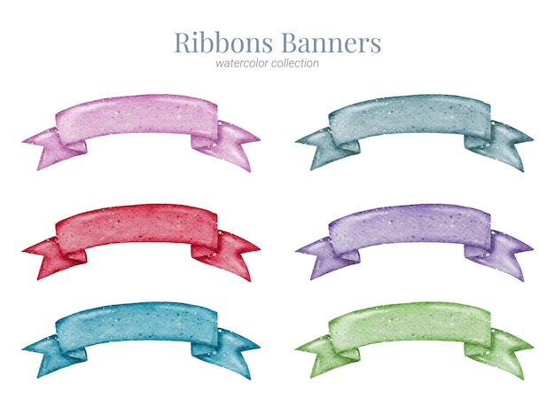 Vector ribbon banner hand paint watercolour collection