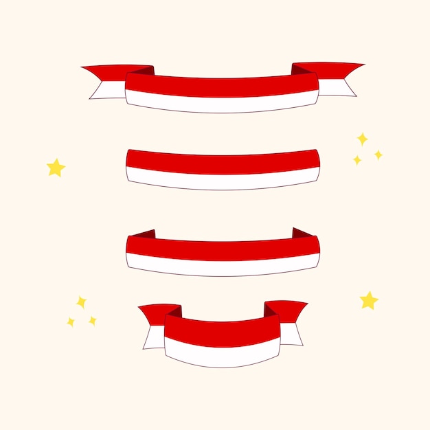 Ribbon Banner Indonesia Independen Day Flag Vector Illustration