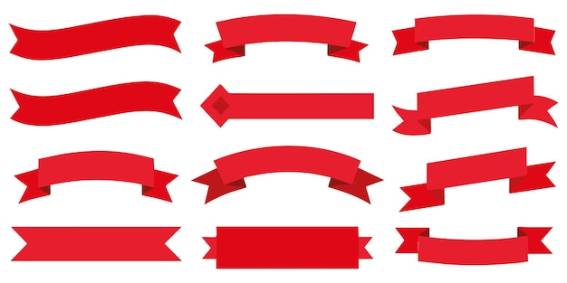 Vector ribbon banner of tag vector kunst set platte rode kleur