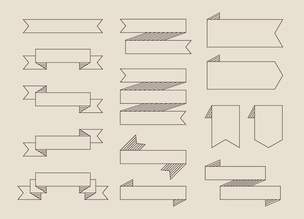 リボン・バナー (レトロ・ヴィンテージ・スタイル) タグ・ラベル・フレーム・ベクトル・イラスト 空のテンプレートデザイン