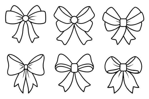 Ribbon Bow Line Art Kunstzinnige boog embleem