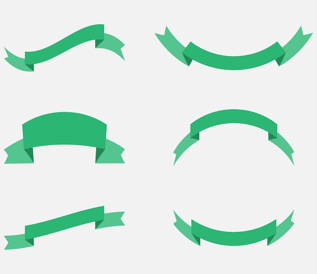 리본 장식 녹색 색상 리본 배너 배너 및 리본 벡터 디자인 요소 벡터 배너 장식 크리스마스 리본 벡터 추상 평면 디자인 일러스트 레이 션