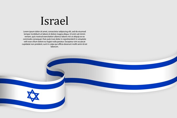 Ribbon flag of Israel Celebration background template