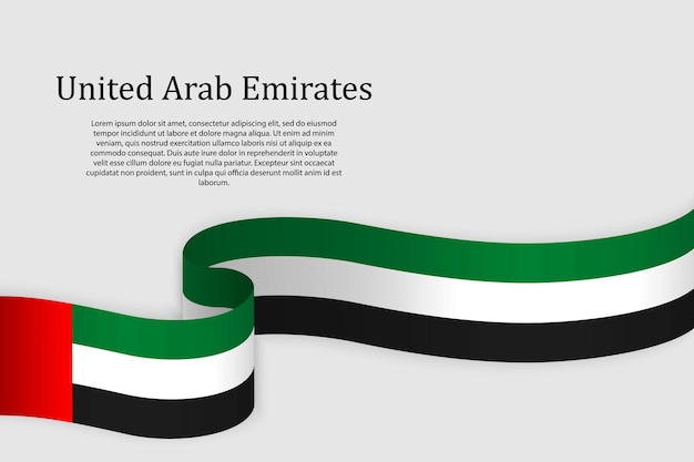 Ribbon flag of United Arab Emirates Celebration background template