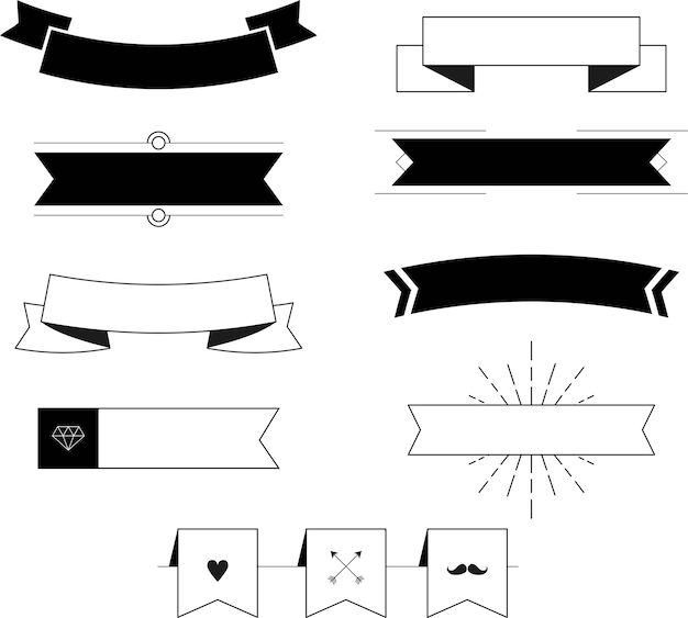 Vector ribbon gift illustrator vector design set