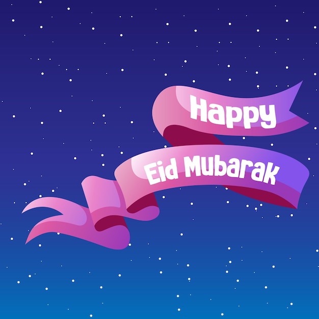 Vector ribbon happy eid alfitr