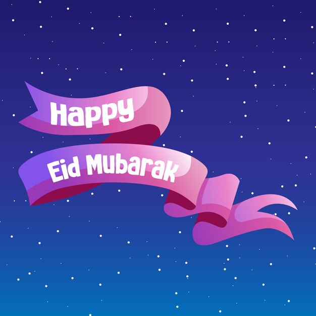 Vector ribbon happy eid alfitr