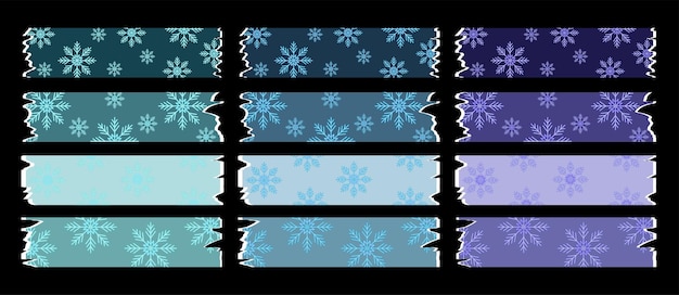 Vector ribbon label snowflaks