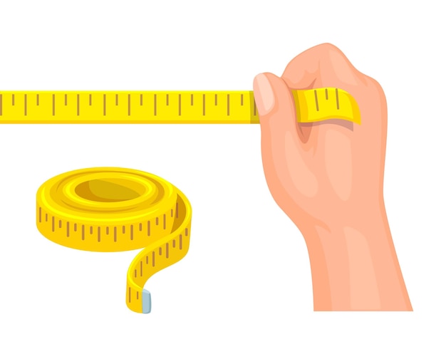 Vector ribbon measure yellow sewing tailor tool object illustration vector