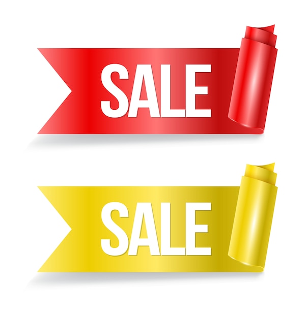 Vector ribbon sale banner red and yellow