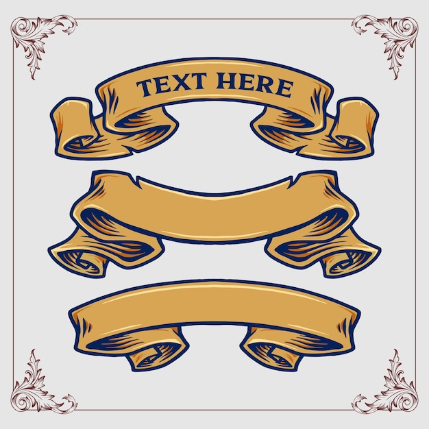 Ribbon set vintage tattoo vector illustrations for your work logo, mascot merchandise t-shirt, stickers and label designs, poster, greeting cards advertising business company or brands.