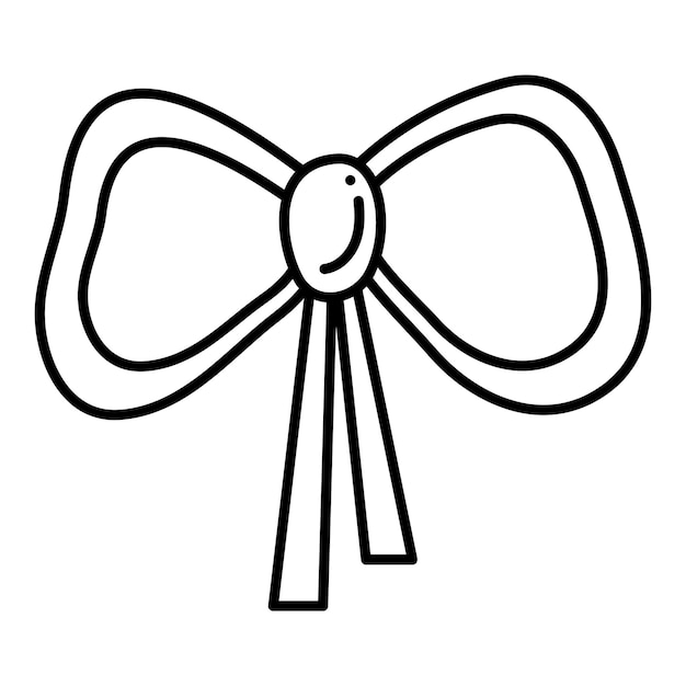 Ribbon tied in a bow fourth Doodle vector black and white illustration