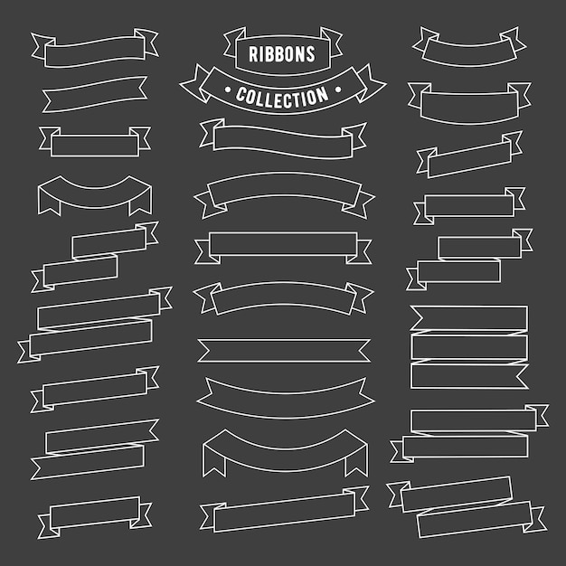 Vector ribbon vector white line set design typographic element vector illustration