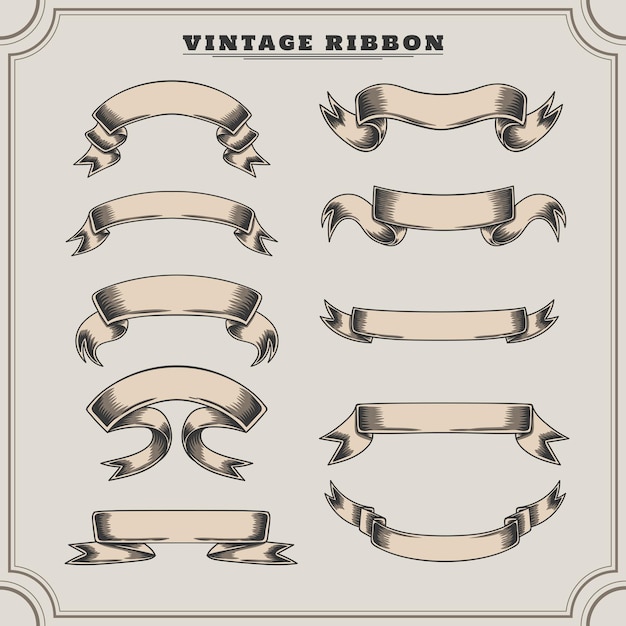 Vector ribbon vintage hand drawn vector illustration