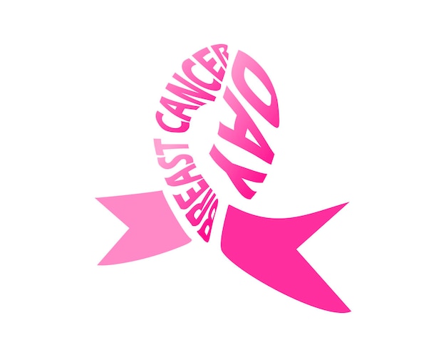 Ribbon with breast cancer day shape