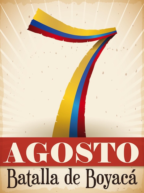 Ribbon with Colombian colors like number seven for National Day