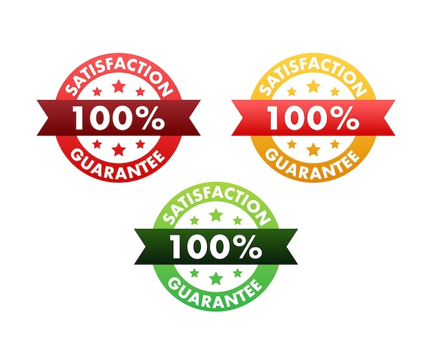 Vector ribbon with gold 100 guarantee banner sale business circle approval icon vector stock illustration