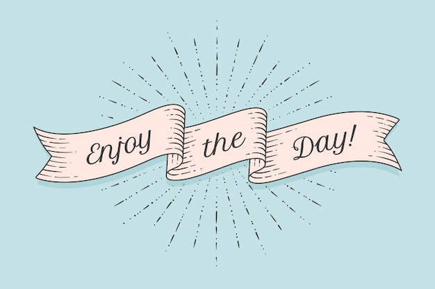 Vector ribbon with text enjoy the day