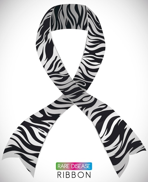 Vector ribbon with zebra print like symbol for rare disease