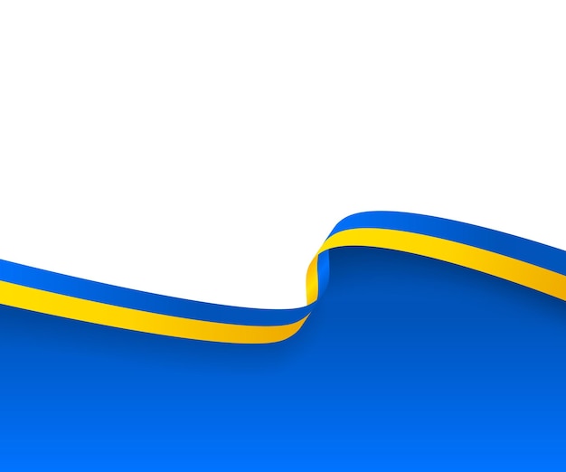 Ribbon yellow with blue Ukrainian flag with a blue background Vector illustration