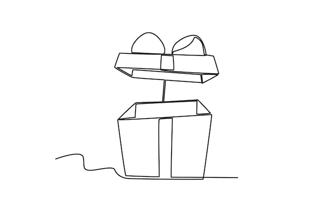 A ribboned gift box opened Boxing day oneline drawing
