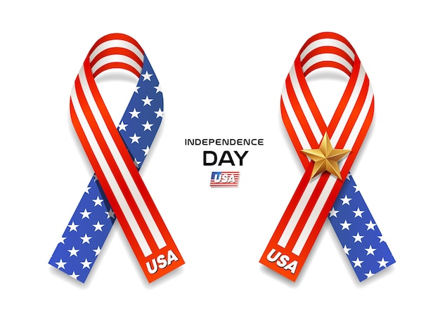 Vector ribbons america flag independence day collection