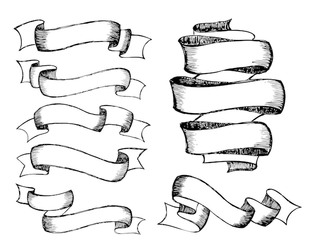 Вектор Ленты баннеры рисованной иллюстрации