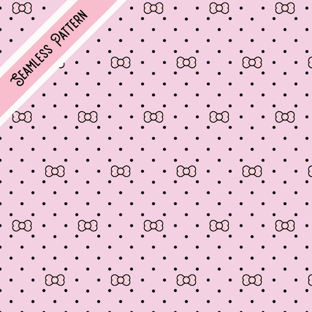 Ribbons and black dots seamless pattern